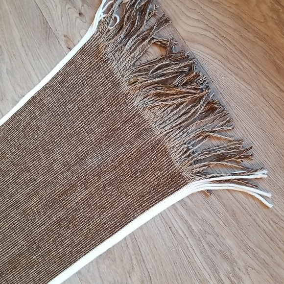 Brown Winter Scarf With Beige Trim - Picture 2 of 3